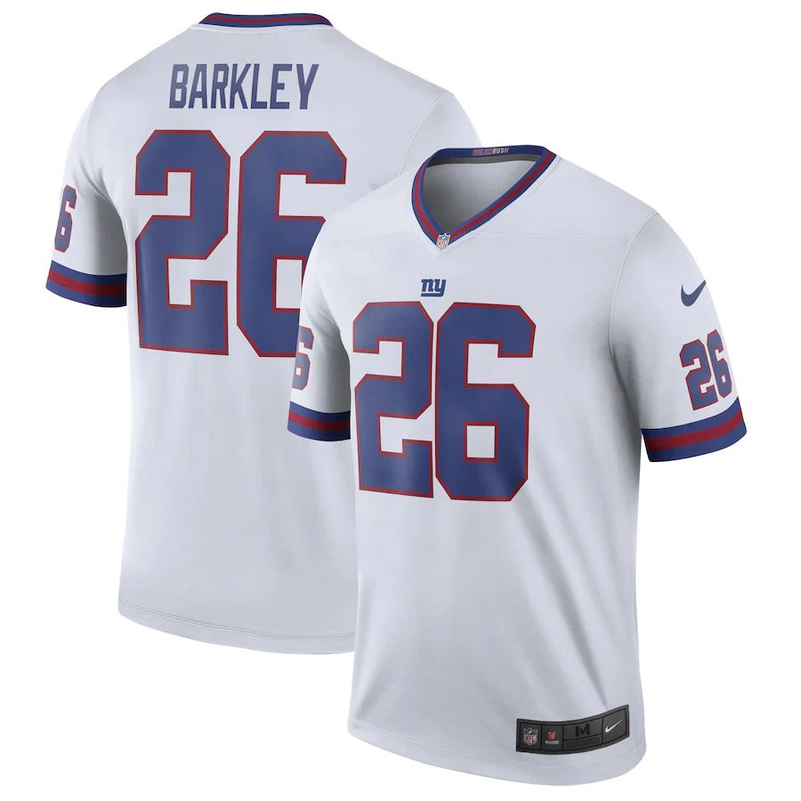 Men New York Giants #26 Saquon Barkley White Nike Color Rush Legend NFL Jersey
